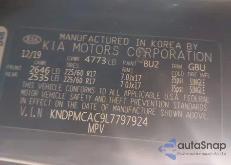 2020 Kia Sportage Lx z USA, uszkodzony, nr VIN KNDPMCAC9L7797924